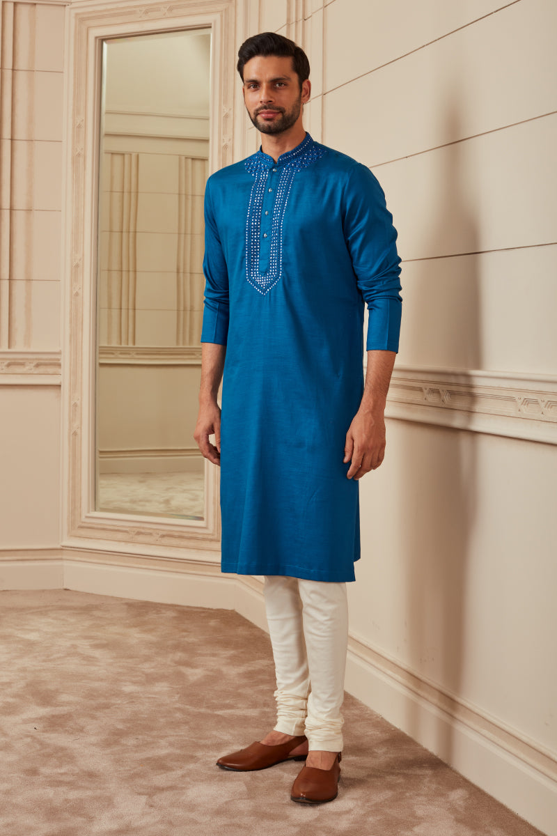 Sky Blue Mirror Work Kurta Set