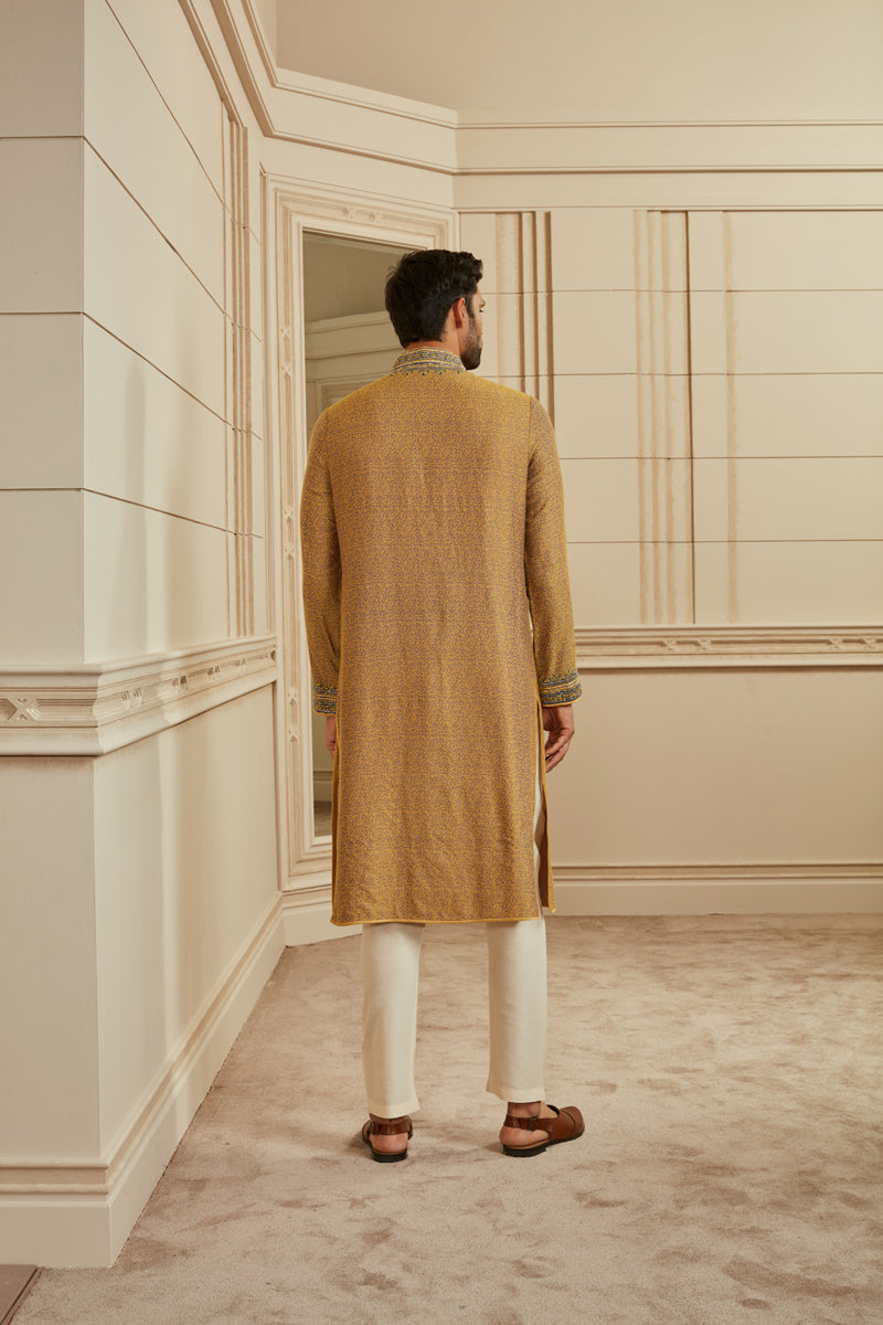 Purple Jacquard Kurta Set