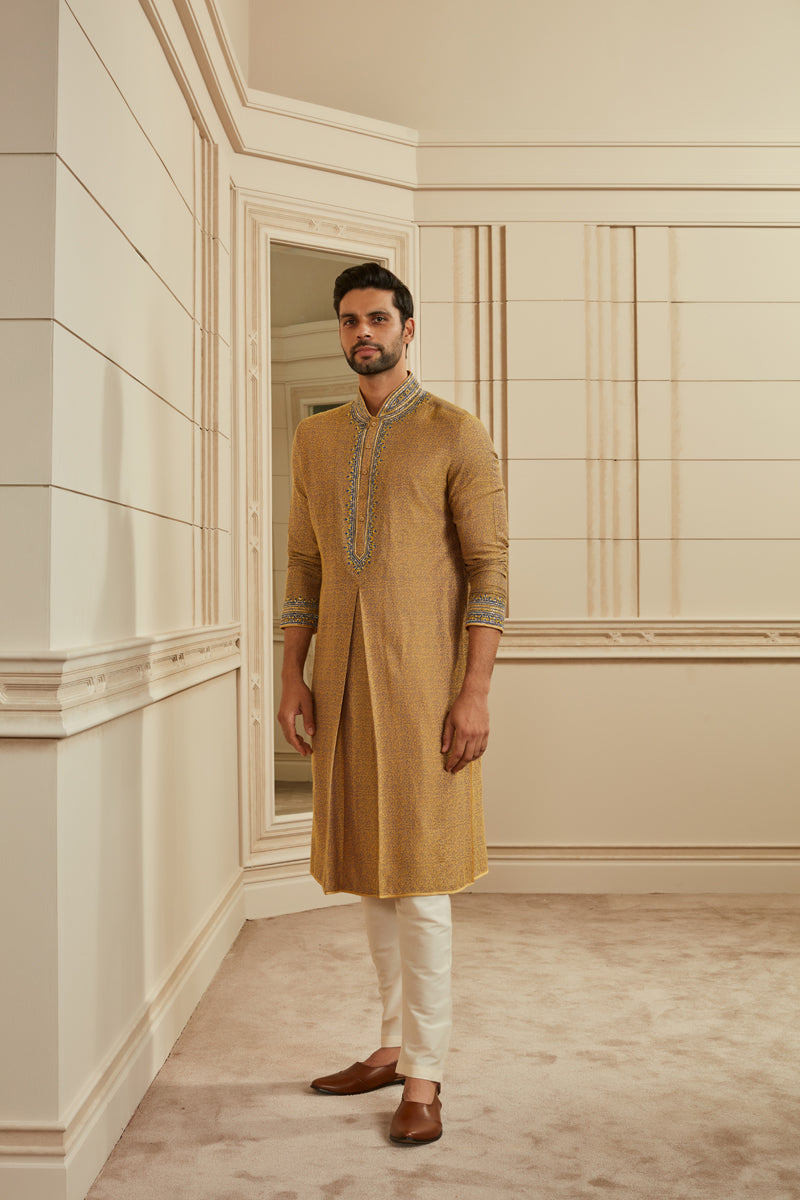 Purple Jacquard Kurta Set