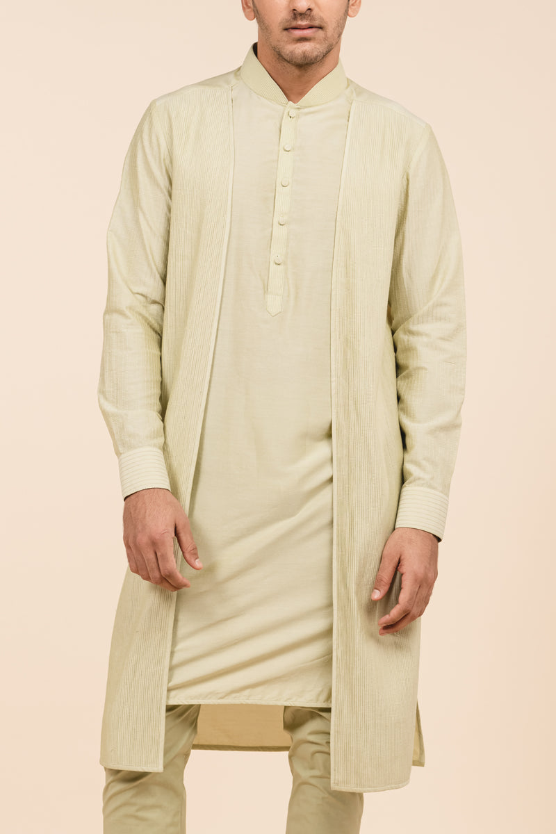 Mint Green Faux Waist Coat Kurta Set