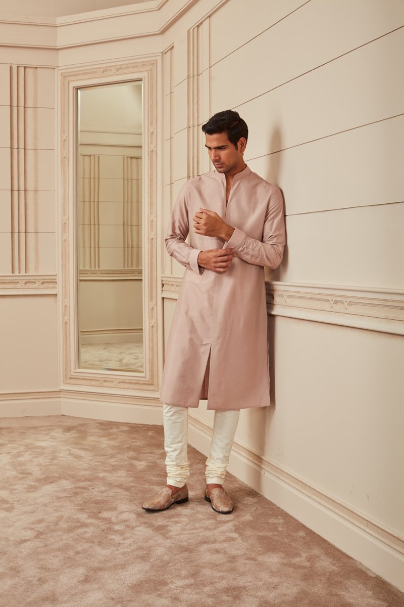 Rose Gold Open Collar Single Kurta