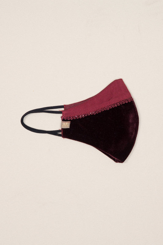 Solid Maroon Velvet-Cotton Mask