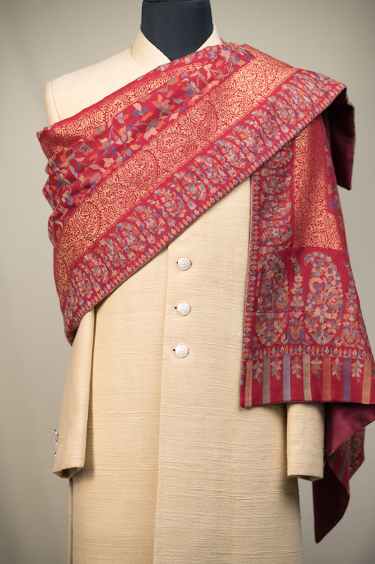 Red Floral Pattern Stole