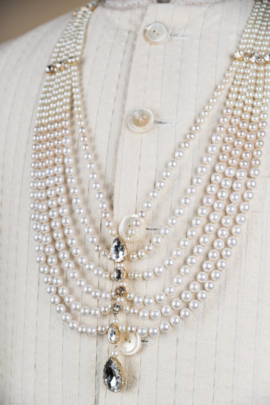 Six Layered Ivory Beaded Mala