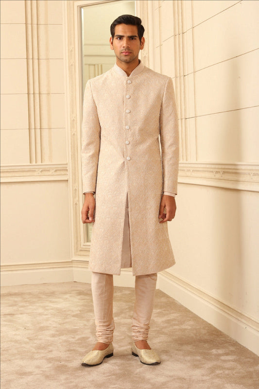 Salmon Rresham Embroidered Sherwani
