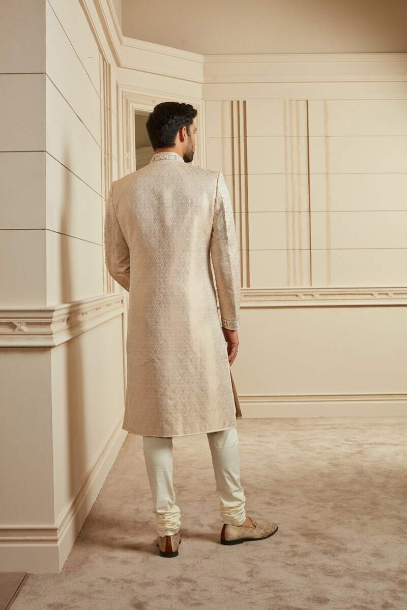 Ivory Brocade Embroidered Sherwani