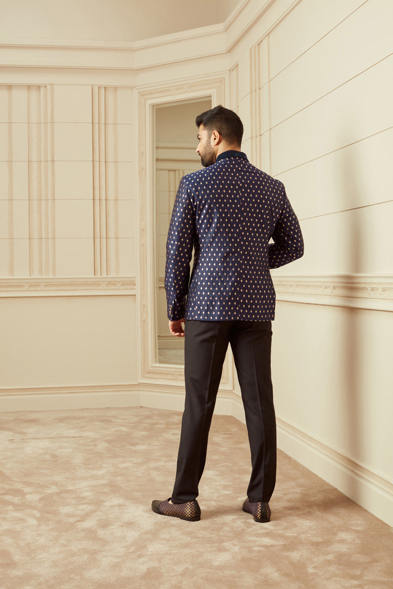 Navy Velvet Bandhgala