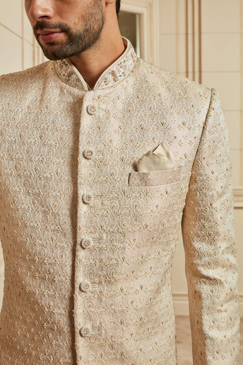 Ivory Brocade Embroidered Sherwani