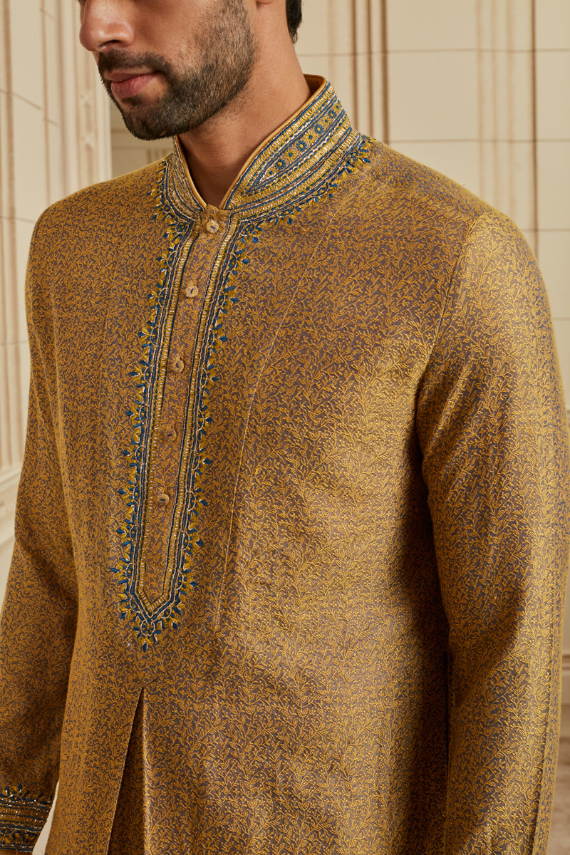 Purple Jacquard Kurta Set