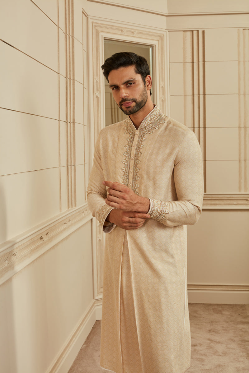 Light Pink Jacquard Kurta Set