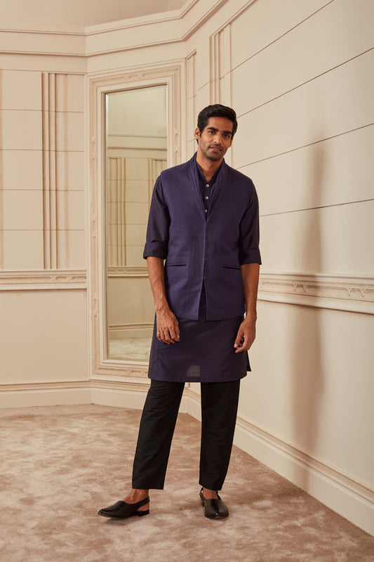 Navy Linen Bundi