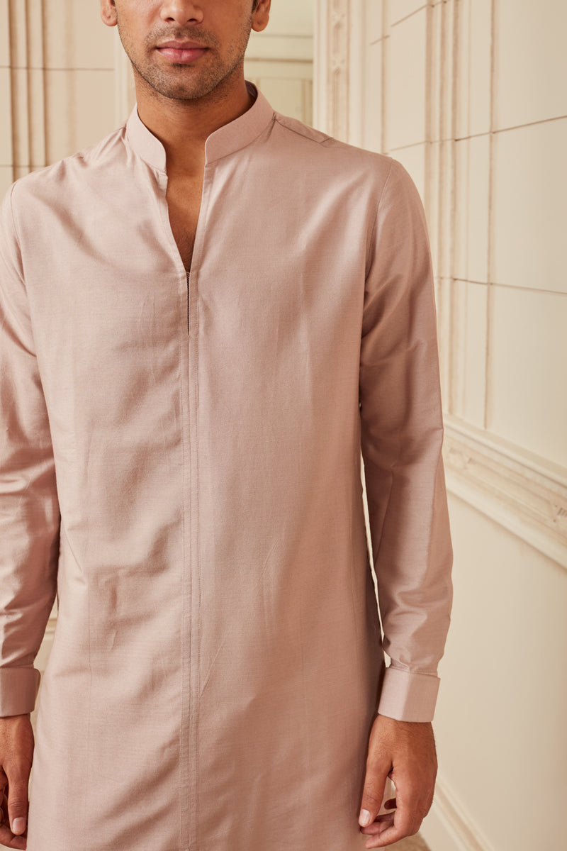 Rose Gold Open Collar Single Kurta