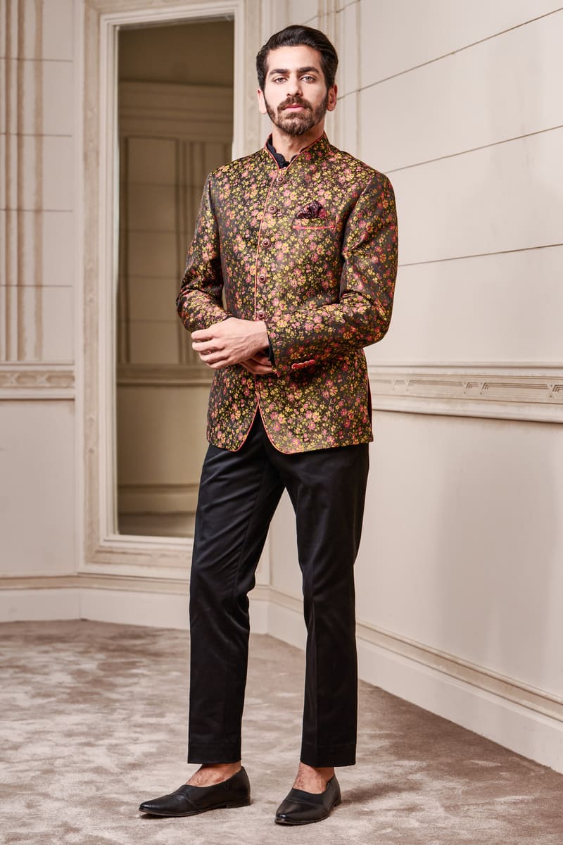 Floral Printed Bandhgala With Trousers