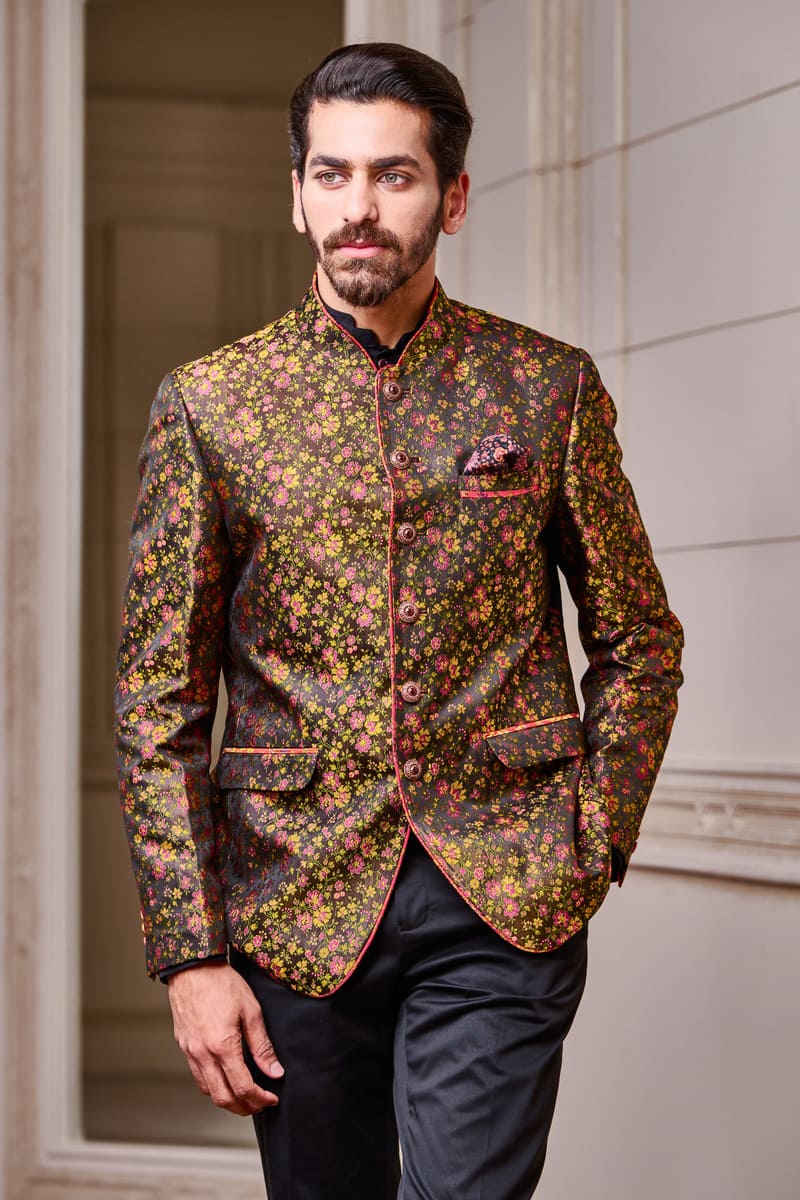 Floral Printed Bandhgala With Trousers