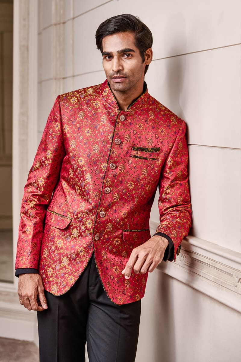 Floral Printed Bandhgala With Trousers