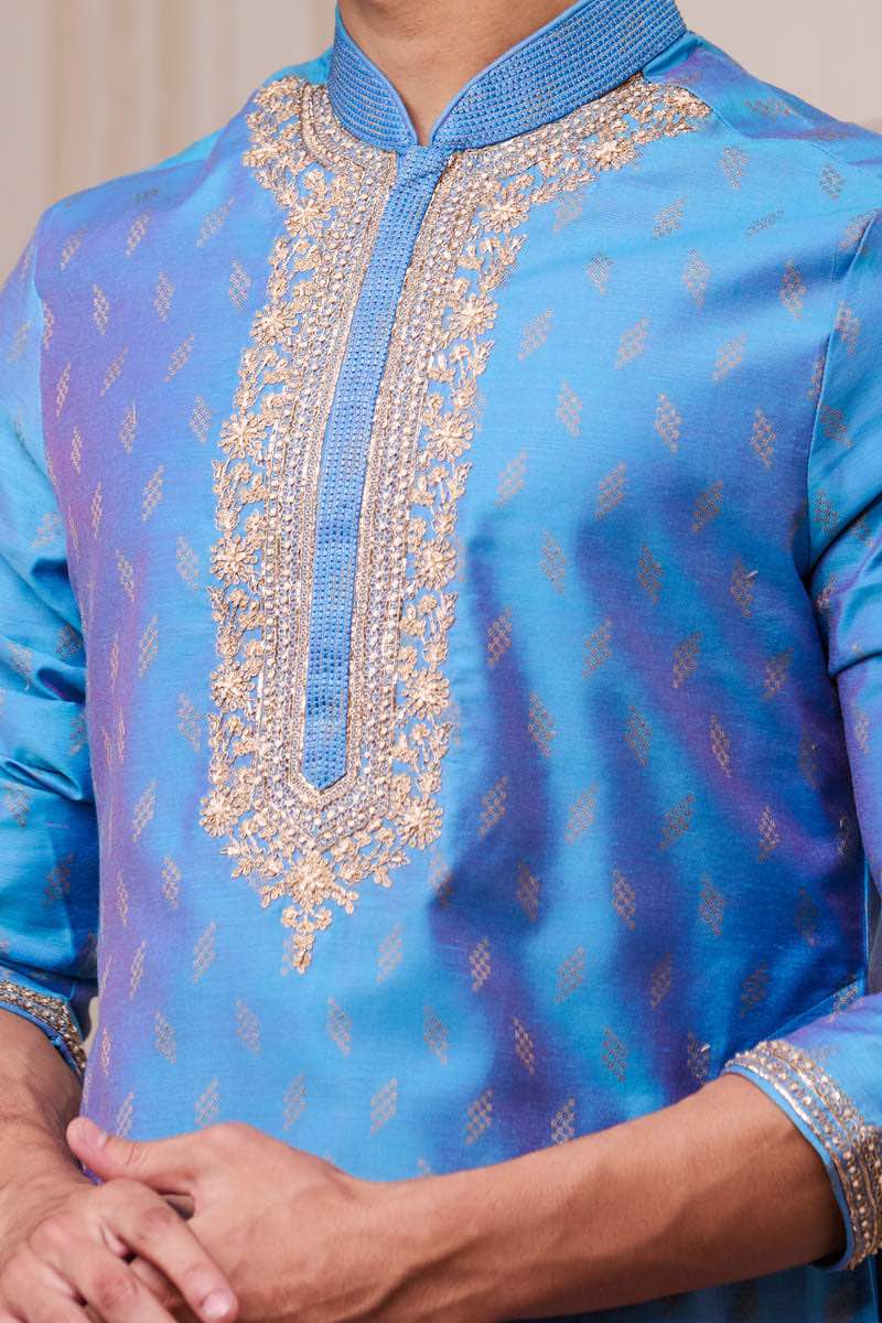 Blue Jacquard Kurta