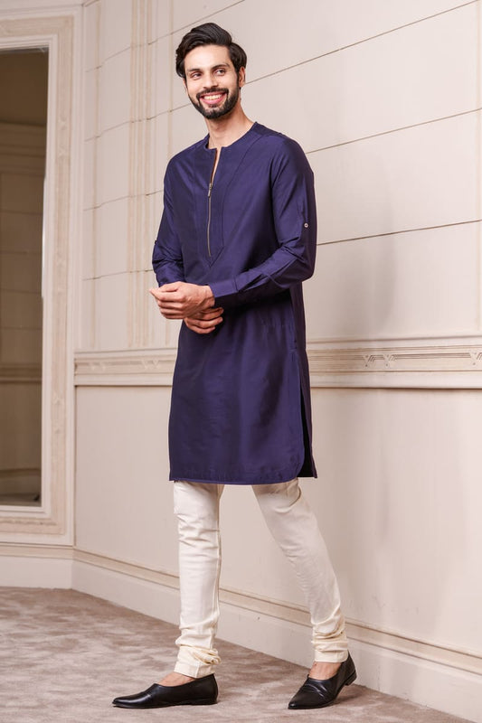 Navy Round Neck Single Kurta