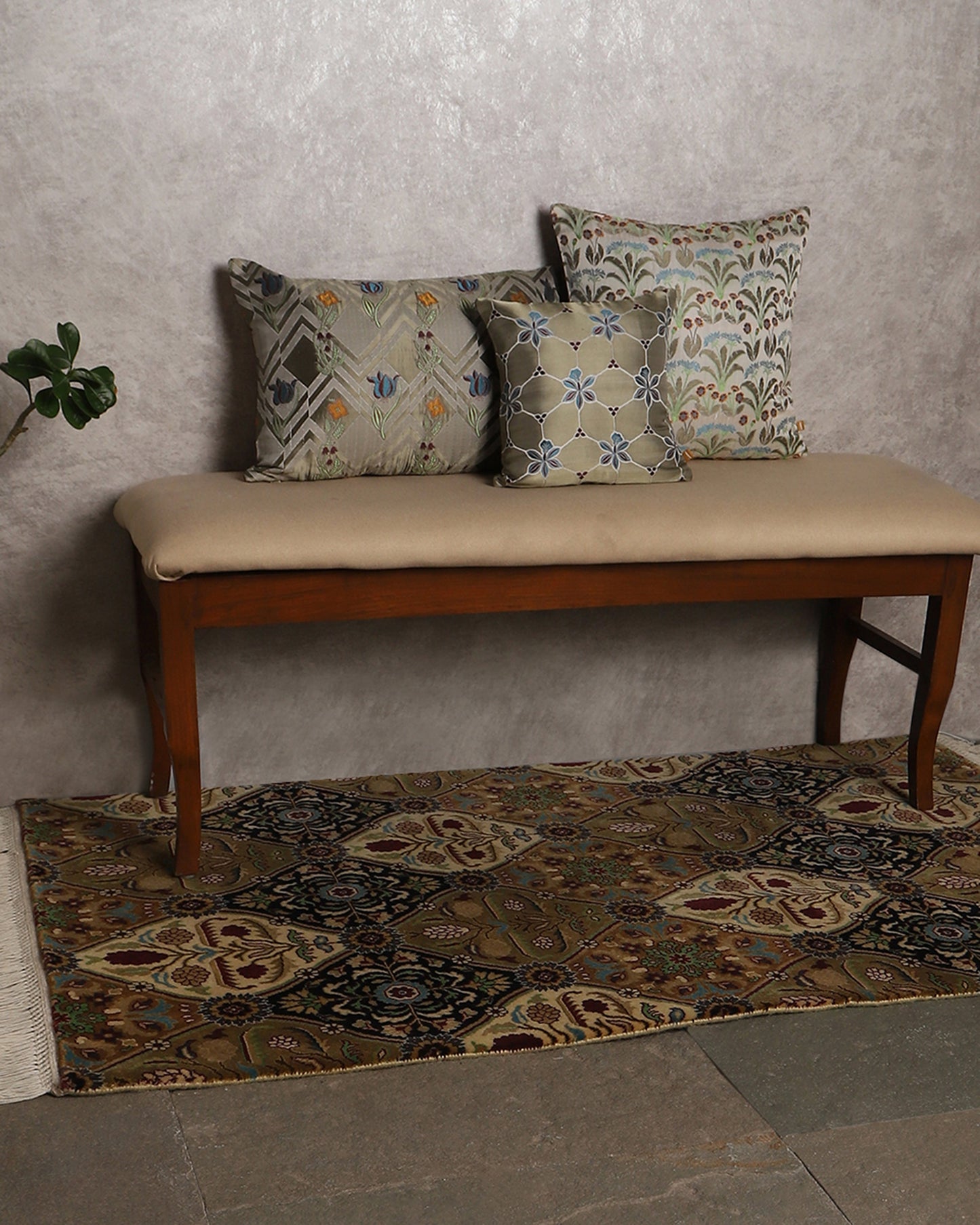 Camellia Satin Brocade Silk Cushion Cover