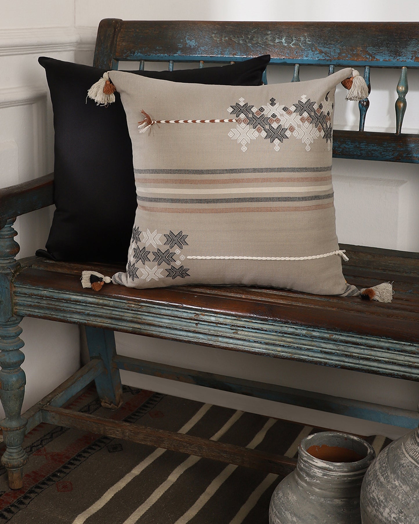 Ella Extra Weft Cotton Cushion Cover