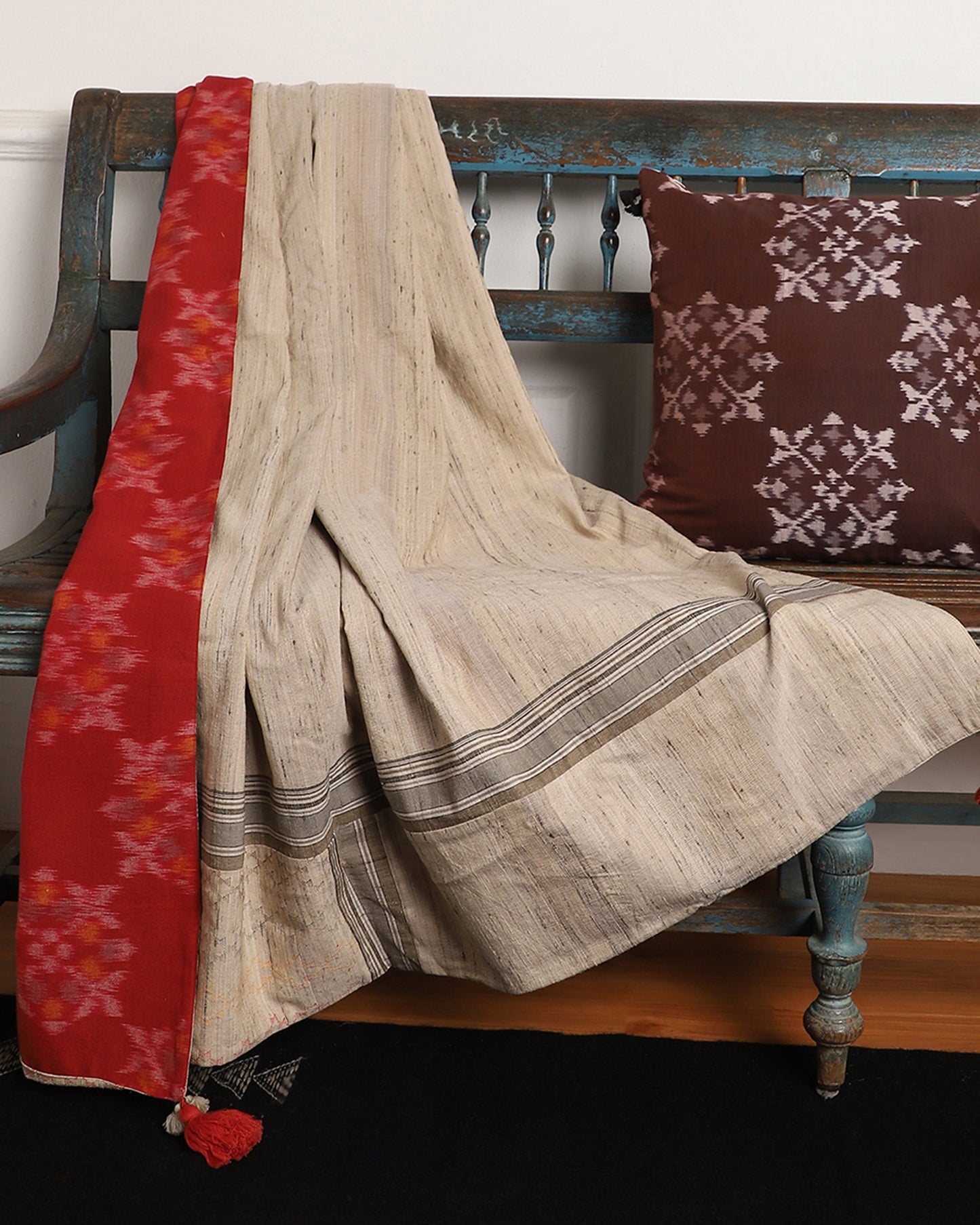 Sagara Weft Ikat Cotton Silk Cushion Cover