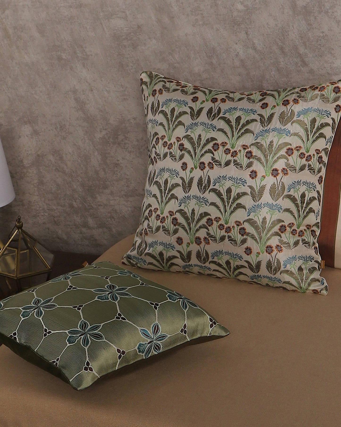 Genda Phool Satin Brocade Silk Cushion Cover